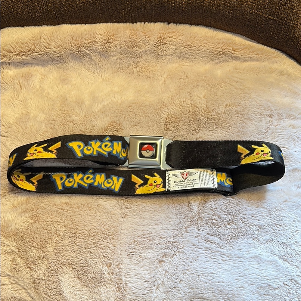 Pokemon Black Adjustable “Seat Belt ” Belt with Pikachu Design